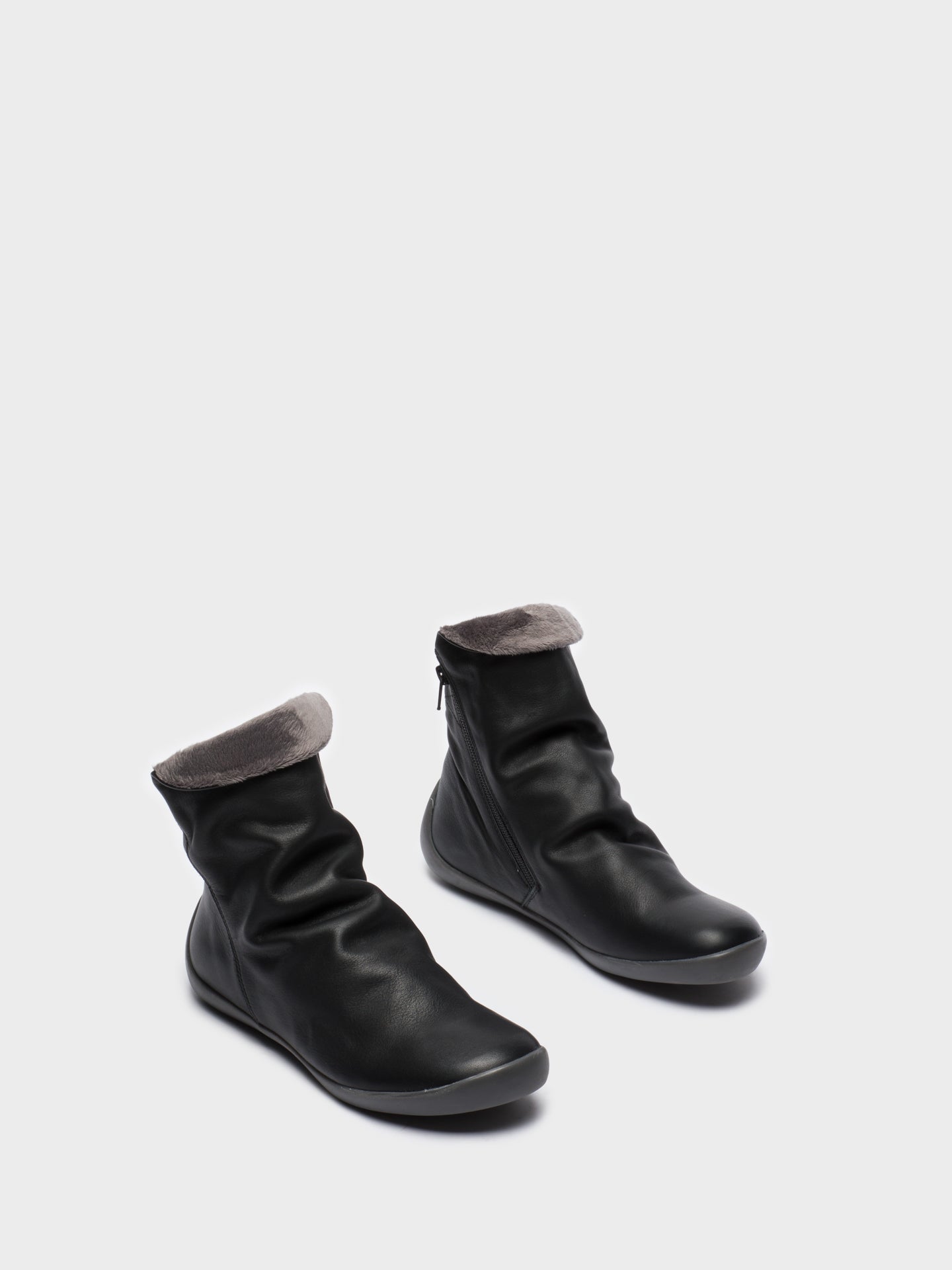 Softinos Botins com Fecho em Cinzento Preto